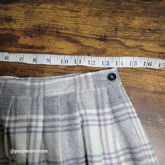 Vtg Wool Blend Plaid Midi Skirt Size 11 12 Academia Ethereal Whimsy Boho 70's - Picture 6 of 9